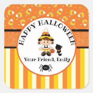 Personalisiert Happy Halloween Hexe Quadratischer Aufkleber