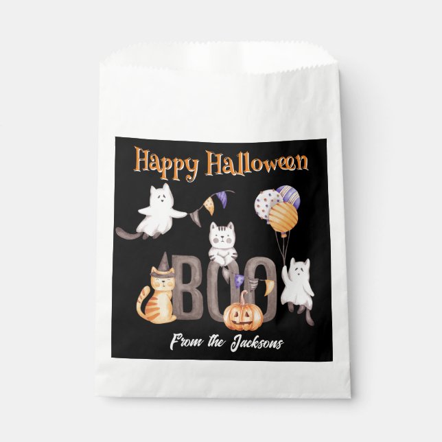 Personalisiert Happy Halloween | KITTENS & BOO Geschenktütchen (Vorderseite)