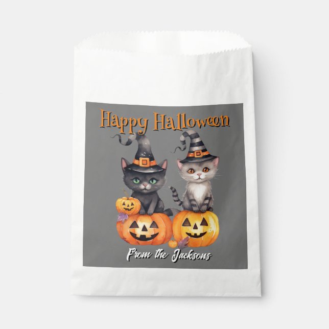 Personalisiert Happy Halloween | KITTENS & PUMPKIN Geschenktütchen (Vorderseite)