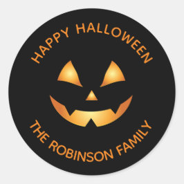 Personalisiert Happy Halloween Kürbislaterne Runder Aufkleber