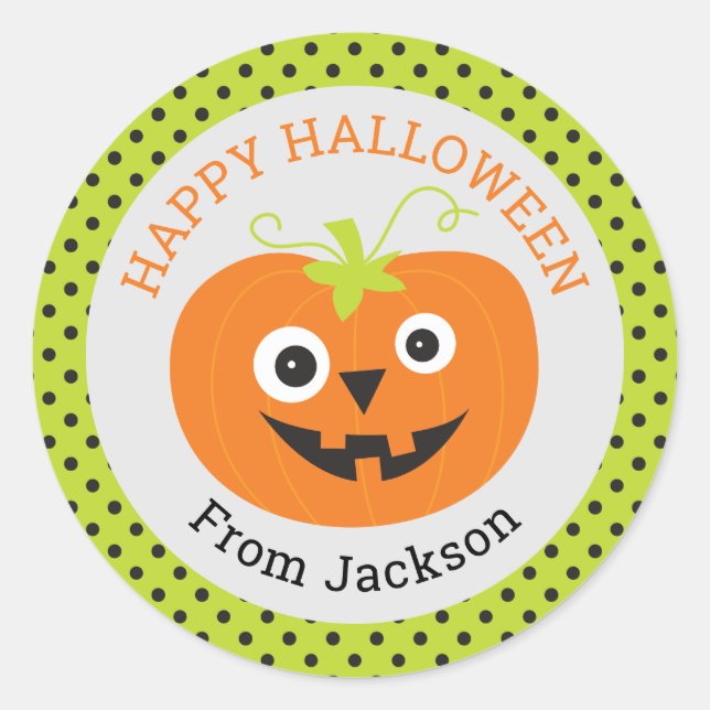 Personalisiert Happy Halloween Pumpkin Sticker (Vorderseite)