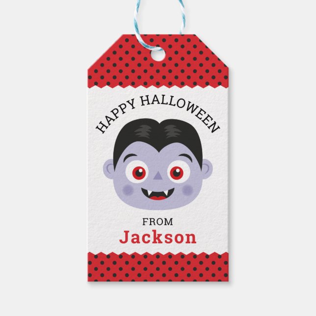 Personalisiert Happy Halloween Vampire-Geschenkmar Geschenkanhänger (Vorderseite)