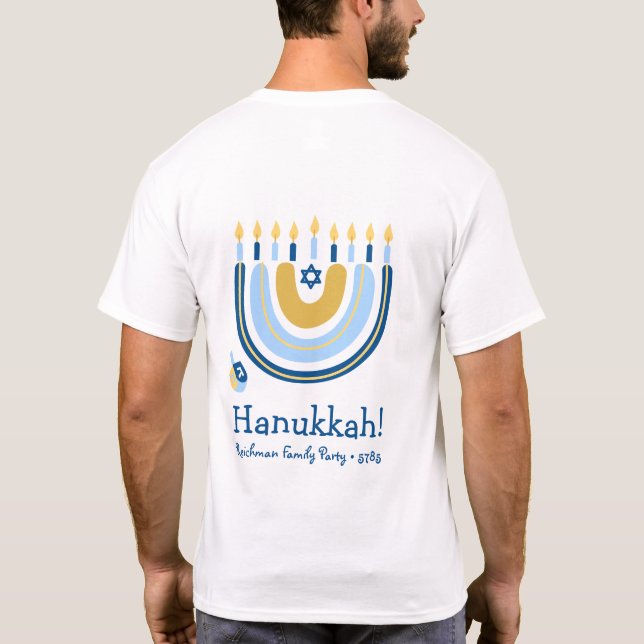Personalisiert Happy Hanukkah Menorah Rainbow T-Shirt (Rückseite)