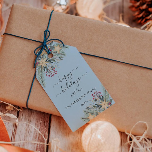 Personalisiert Happy Holidays Aquarell Geschenkanhänger (Von Creator hochgeladen)