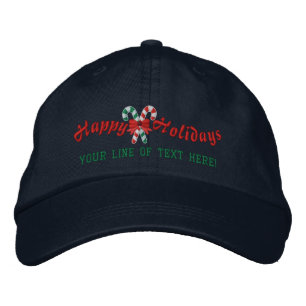 Personalisiert Happy Holidays Candy Canes Bestickte Baseballkappe