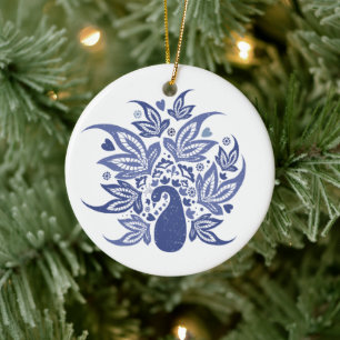 Personalisiert Happy Holidays Peacock Keramik Ornament