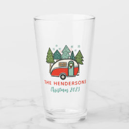Personalisiert Happy Holidays Red Camper Weihnacht Glas