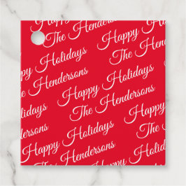 Personalisiert Happy Holidays red Geschenkanhänger