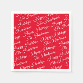Personalisiert Happy Holidays red Serviette