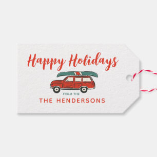 Personalisiert Happy Holidays Red Wagon Weihnachte Geschenkanhänger