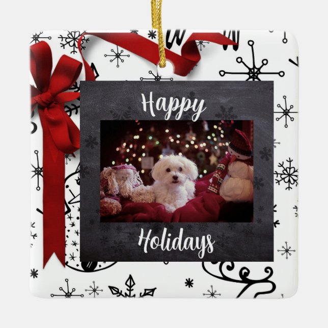 Personalisiert Happy Holidays Themenabend Ornament (Vorderseite)