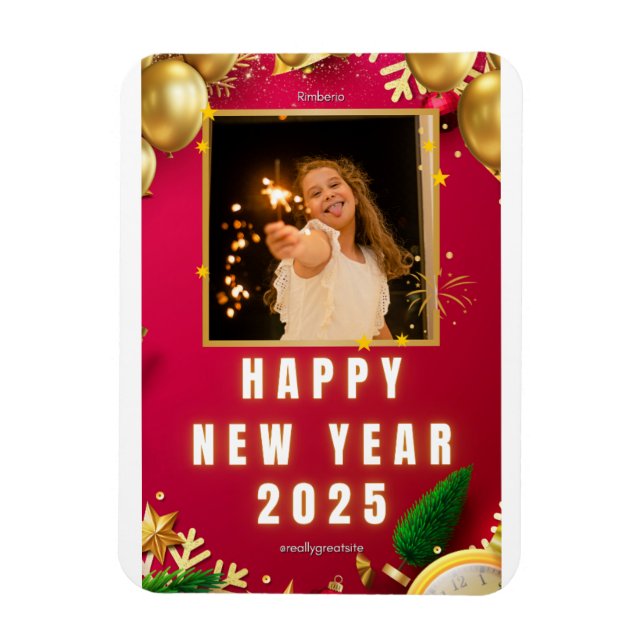 Personalisiert Happy New Year 2025 Foto Card Magnet (Vertikal)