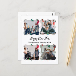 Personalisiert Happy New Year Script 4 Collage Fot Postkarte