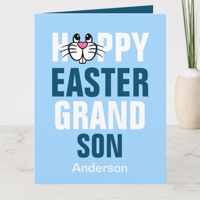 Personalisiert Happy Oaster Bunny Grandson Karte (Vorderseite)
