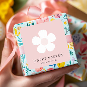 Personalisiert Happy Oaster Pink Daisy Quadratischer Aufkleber