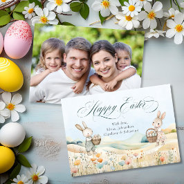 Personalisiert Happy Oaster Watercolor Bunny Foto Feiertagskarte