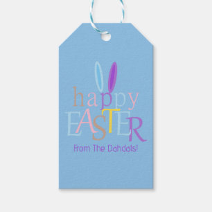 Personalisiert Happy Oster Bunny Ears Blau Lila Geschenkanhänger