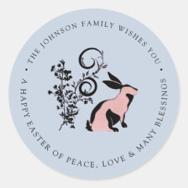 Personalisiert Happy Oster Modernes Bunny Runder Aufkleber