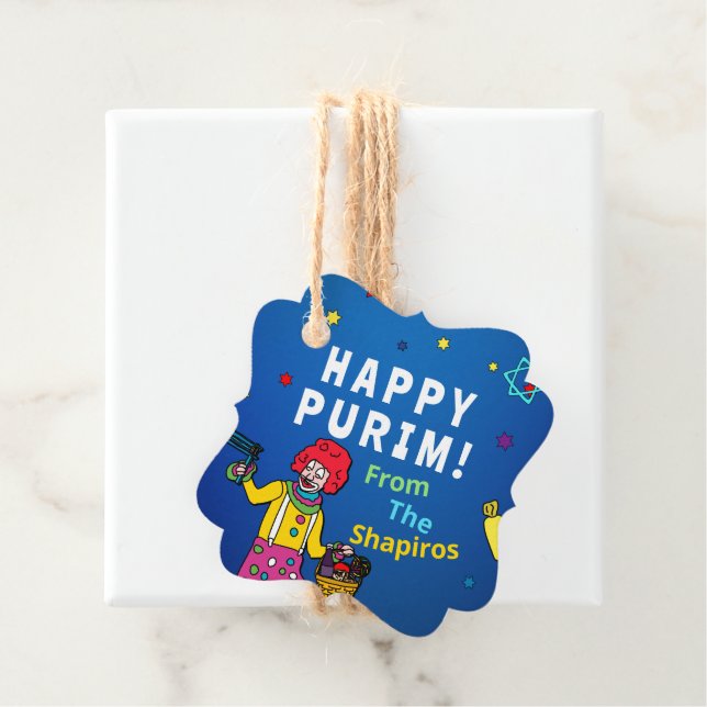 Personalisiert Happy Purim! Geschenkanhänger (Beispiel)