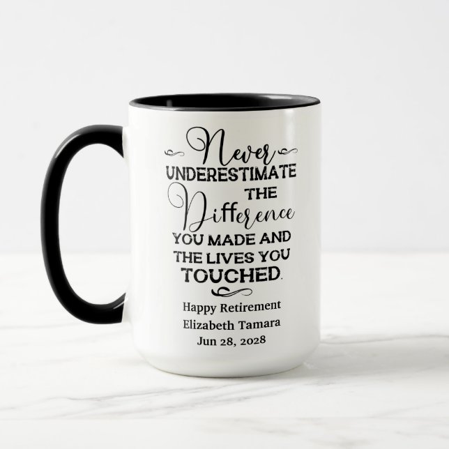 Personalisiert Happy Retirement Quotes Tasse (Links)