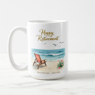 Personalisiert Happy Retirement Watercolor Beach Kaffeetasse