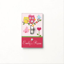 Personalisiert Happy Tree Owls Switch Plate