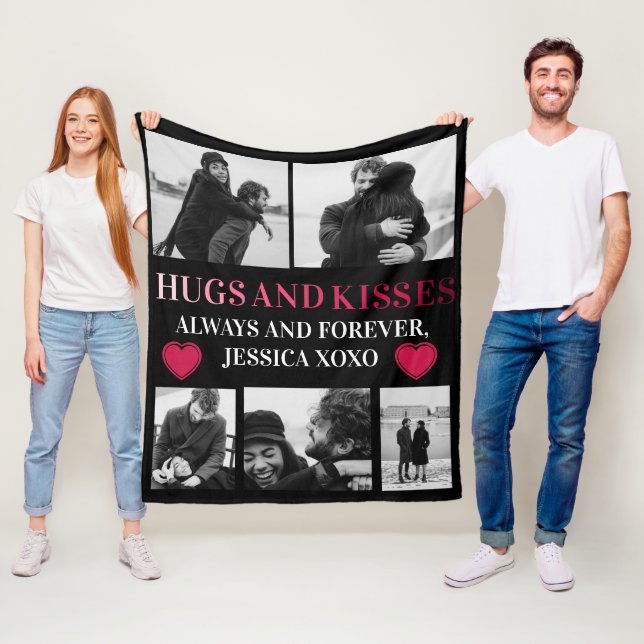 Personalisiert Happy Valentines Day 5 Foto Fleecedecke (Beispiel)