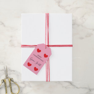 Personalisiert Happy Valentine's red heart pink Geschenkanhänger