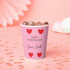Personalisiert Happy Valentine's red heart pink Pappbecher