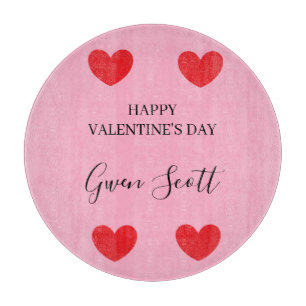 Personalisiert Happy Valentine's red heart pink Schneidebrett