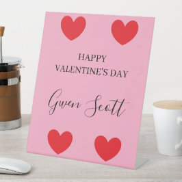 Personalisiert Happy Valentine's red heart pink Sockelschild