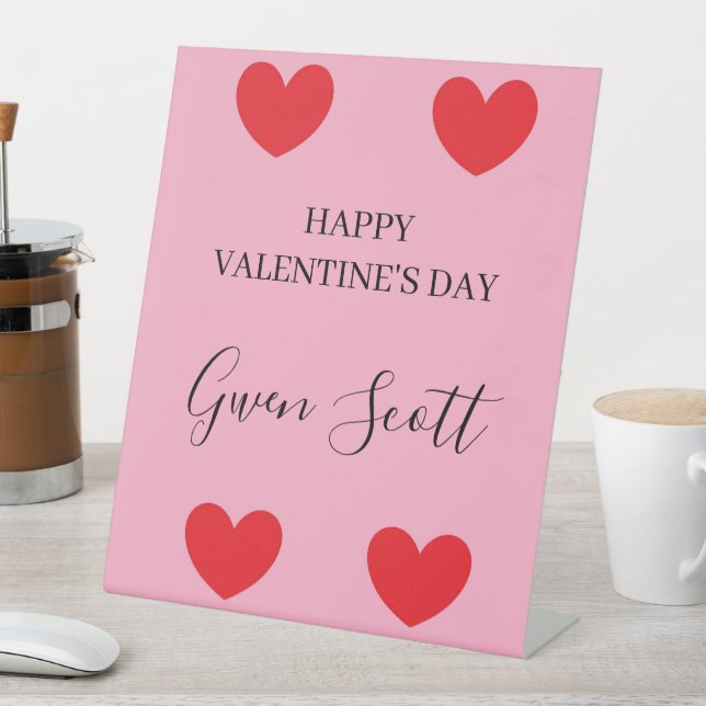 Personalisiert Happy Valentine's red heart pink Sockelschild (In Situ)