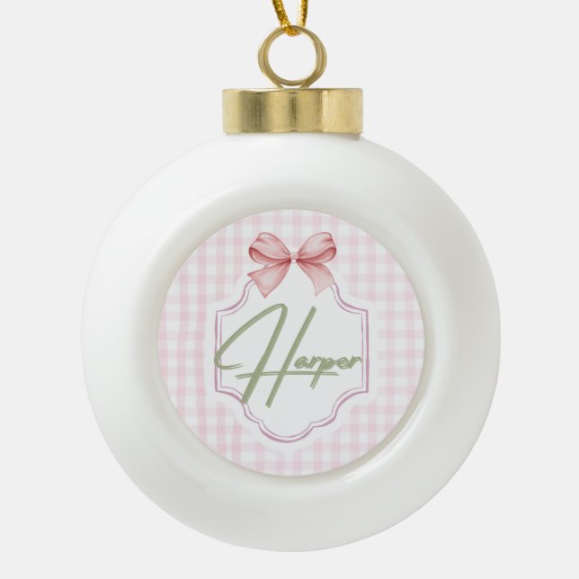Personalisiert Harper Baby Girl Kinderzimmer Bow&G Keramik Kugel-Ornament (Vorderseite)