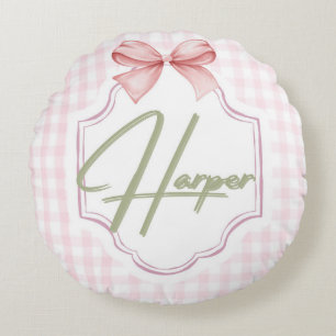 Personalisiert Harper Baby Girl Kinderzimmer Bow&G Rundes Kissen
