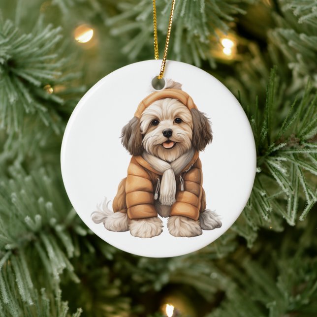 Personalisiert Havanese Dog Art Keramik Ornament (Baum)