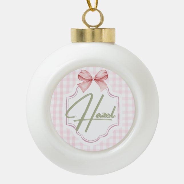 Personalisiert Hazel Baby Girl Kinderzimmer Bow&Gi Keramik Kugel-Ornament (Vorderseite)