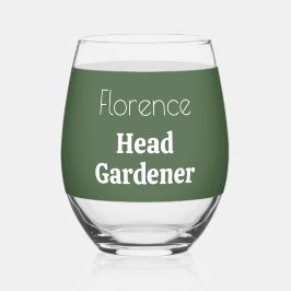 Personalisiert Head Gardener Sage Green Garden Lov Weinglas Ohne Stiel