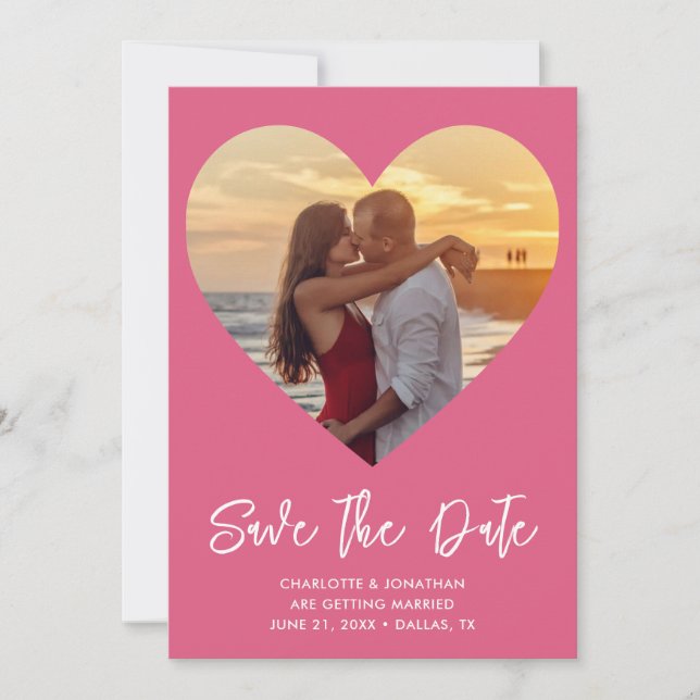 Personalisiert Heart Cutout Wedding Foto Save The Date (Vorderseite)