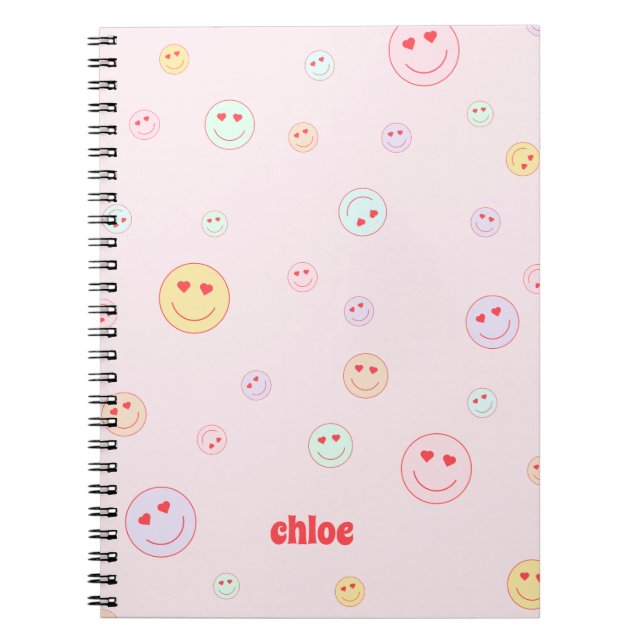 Personalisiert Heart Eyes Happy Face Notebook Notizblock (Vorderseite)
