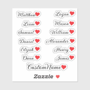 Personalisiert Heart Guest List - 12 Individuelle Aufkleber