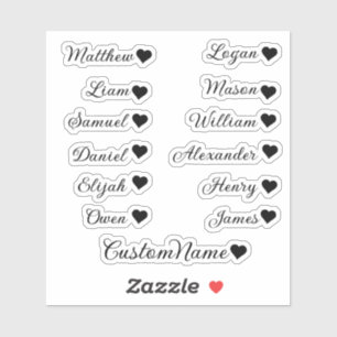 Personalisiert Heart Guest List - 12 Individuelle Aufkleber