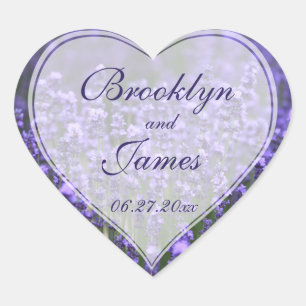 Personalisiert Heart Lavender Wedding Stickers