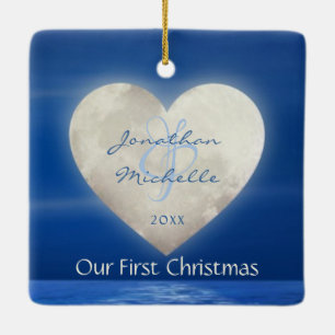 Personalisiert Heart Moon Liebe Unsere ersten Weih Keramikornament