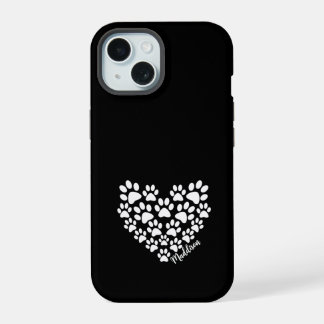 Personalisiert Heart Paw Prints iPhone 15 Hülle