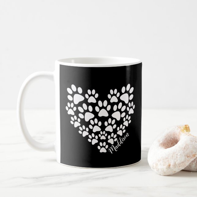 Personalisiert Heart Paw Prints Kaffeetasse (Mit Donut)