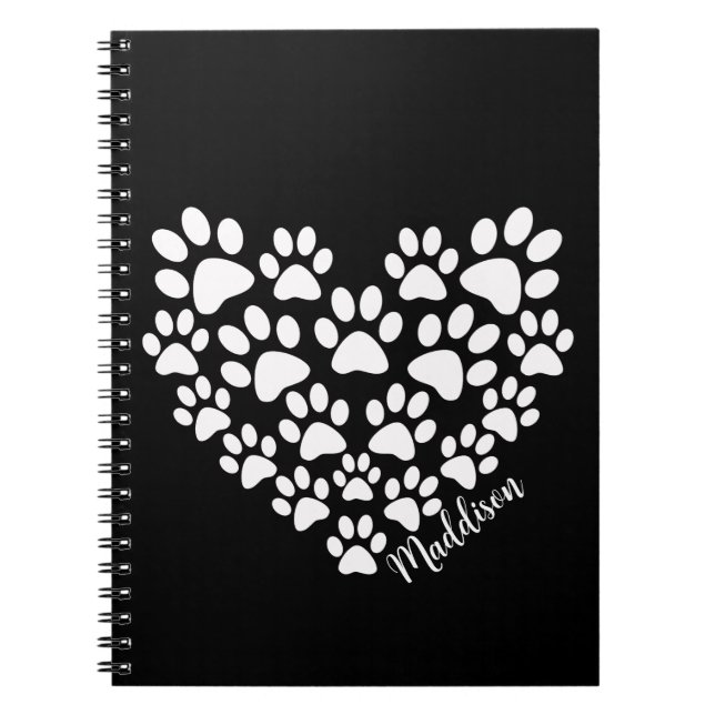 Personalisiert Heart Paw Prints Notizblock (Vorderseite)