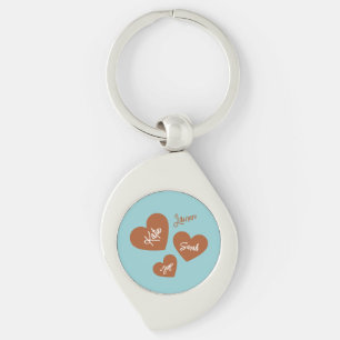 Personalisiert Hearts Aquamarin Mother & Children Schlüsselanhänger