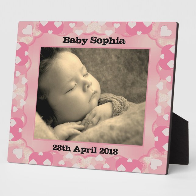 Personalisiert Hearts Frame Baby Foto Plaque Fotoplatte (Seite)