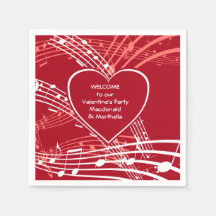 Personalisiert Hearts Music Valentines Party Paper Serviette
