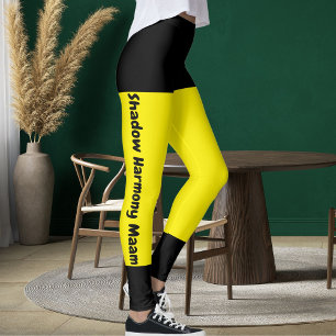 Personalisiert hellgelb Schwarz Stilvoller Name de Leggings